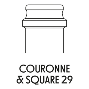Diagram of the 'Crown & Square 29' finish for a sparkling wine bottle.