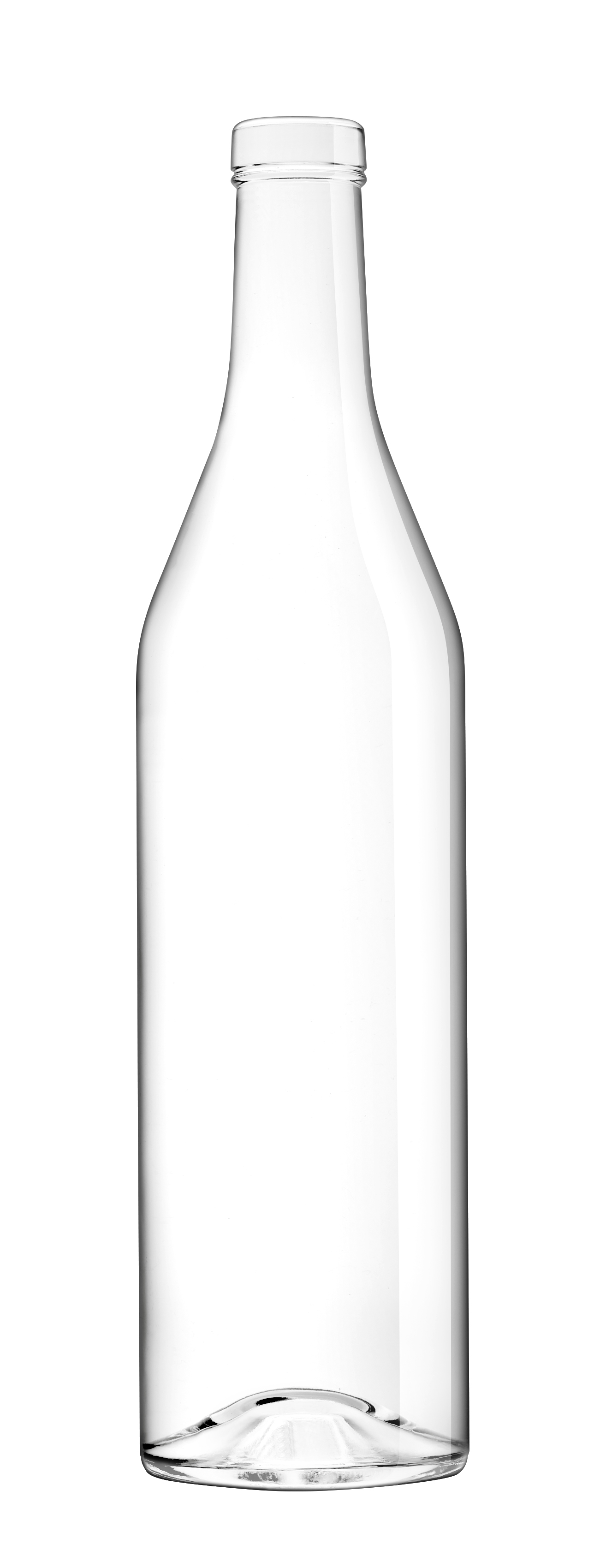 Bouteille en verre transparente de 70 cl de Saverglass, idéale pour alcools.